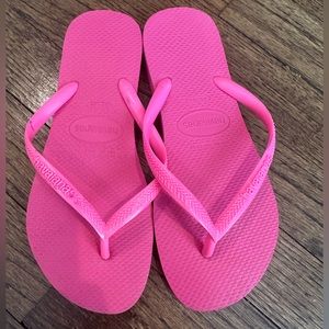 Havaianas Hot Pink Rubber Flip Flops